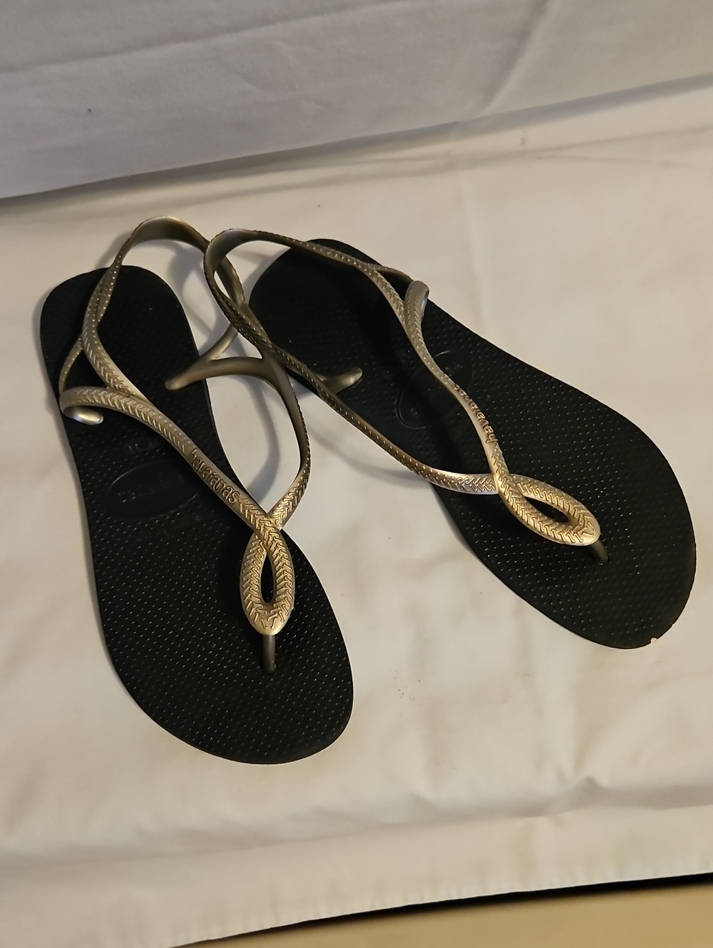 Havaianas Navy Sandals with Silver Braided Straps - Women